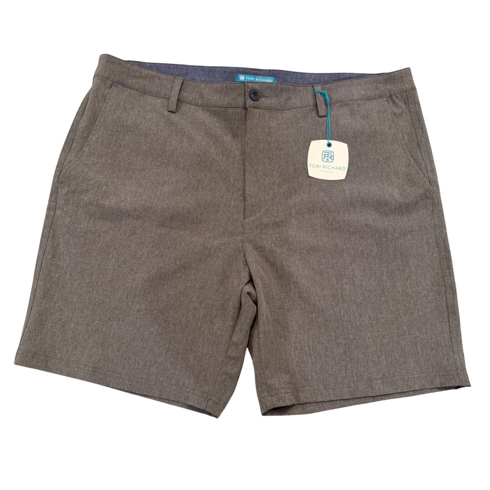 NWT Tori Richard  Performance Golf Shorts 8" Gray Stretch Wicking Athletic Sz 38